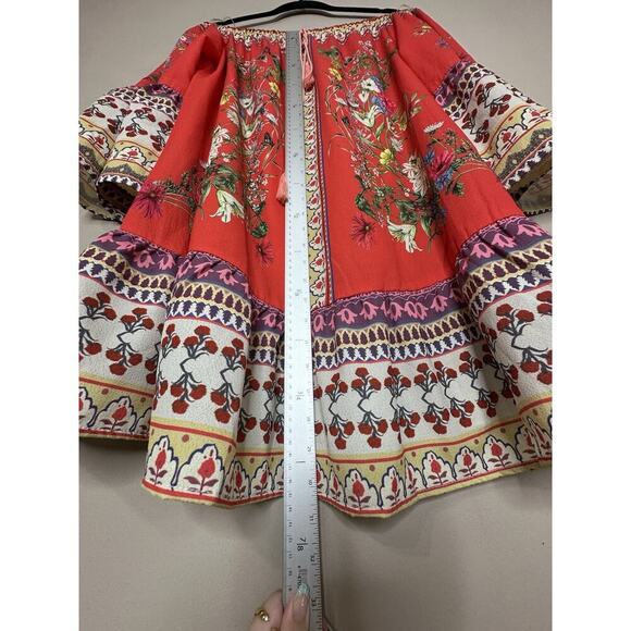 NWT Umgee Womens Red Floral Off The Shoulder Dress Scarf Print Size Small - Picture 8 of 9